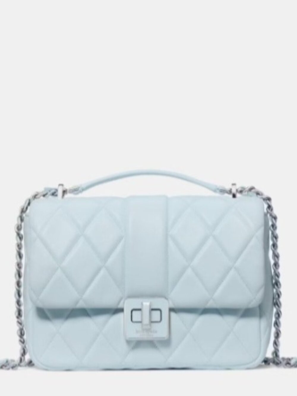 Kate Spade Carey Quilted Small Flap Leather Crossbody Bag Crisp Sky Blue NWT